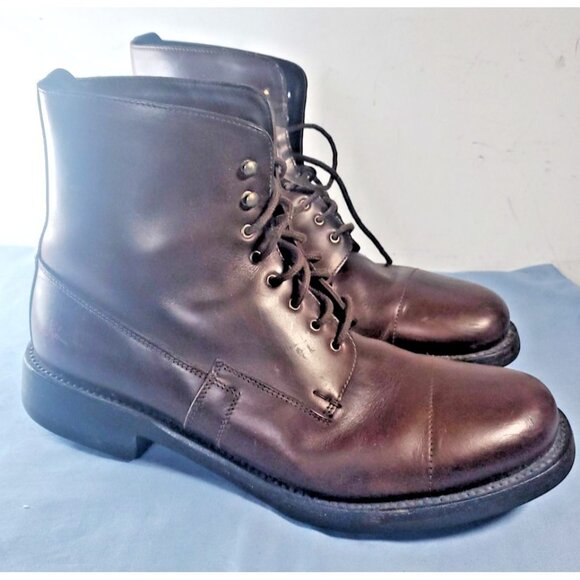 Prada Made in Italy Lace-up Ankle Boots Men's 9.5 Brown 0725 - Picture 1 of 16